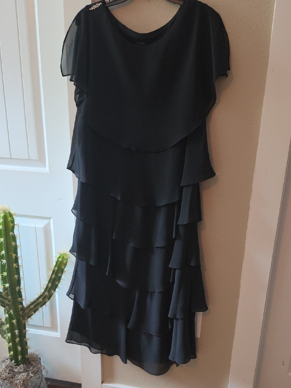 Black Layered Chiffon Wedding Dress - Women's Formal Occasion